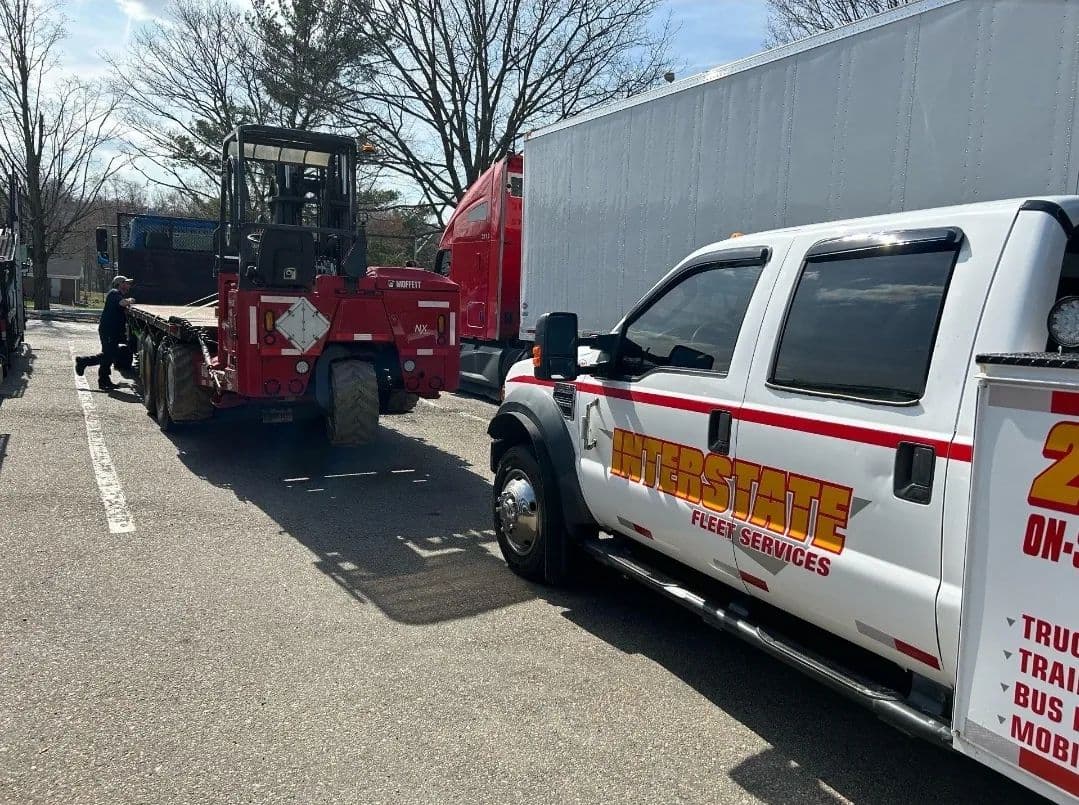 Heavy-haul trailer being serviced on-site